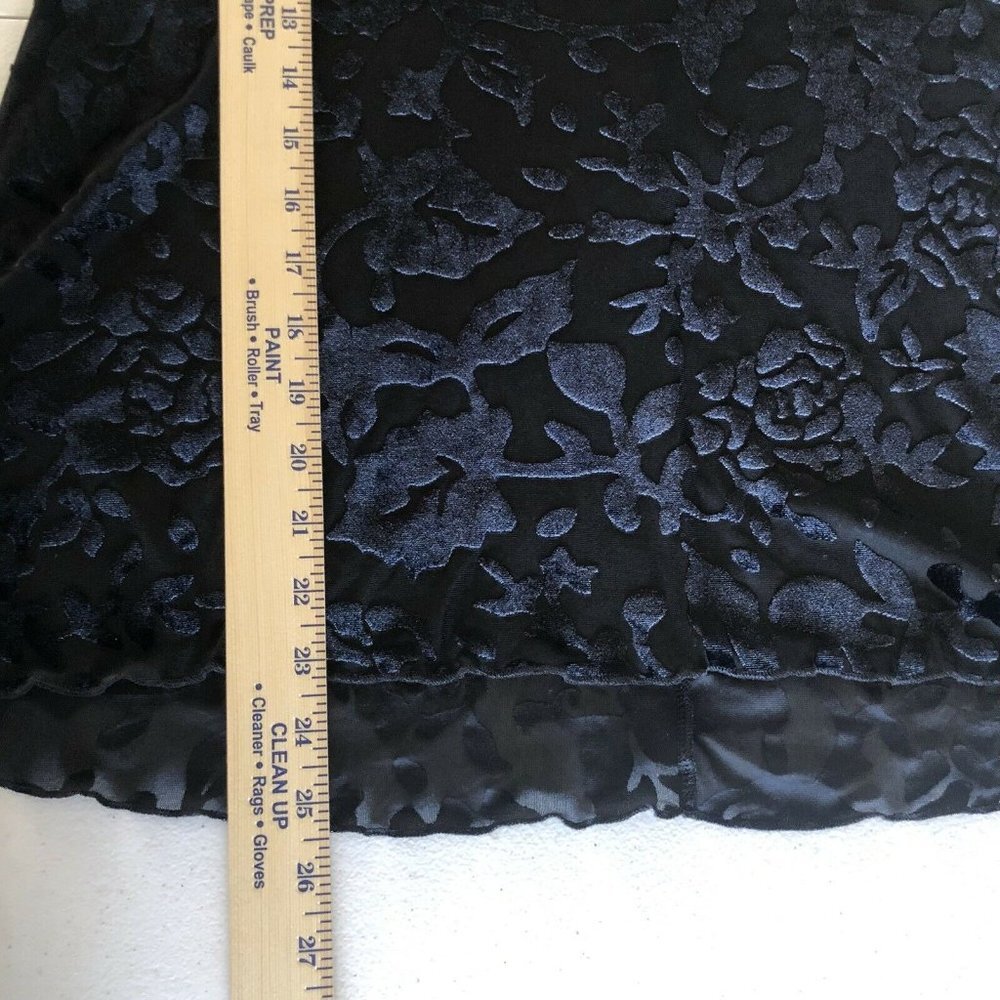 Chelsea & Theodore Size Small Black Velvet Burnout Top Sheer Flare Sleeves - Picture 10 of 12
